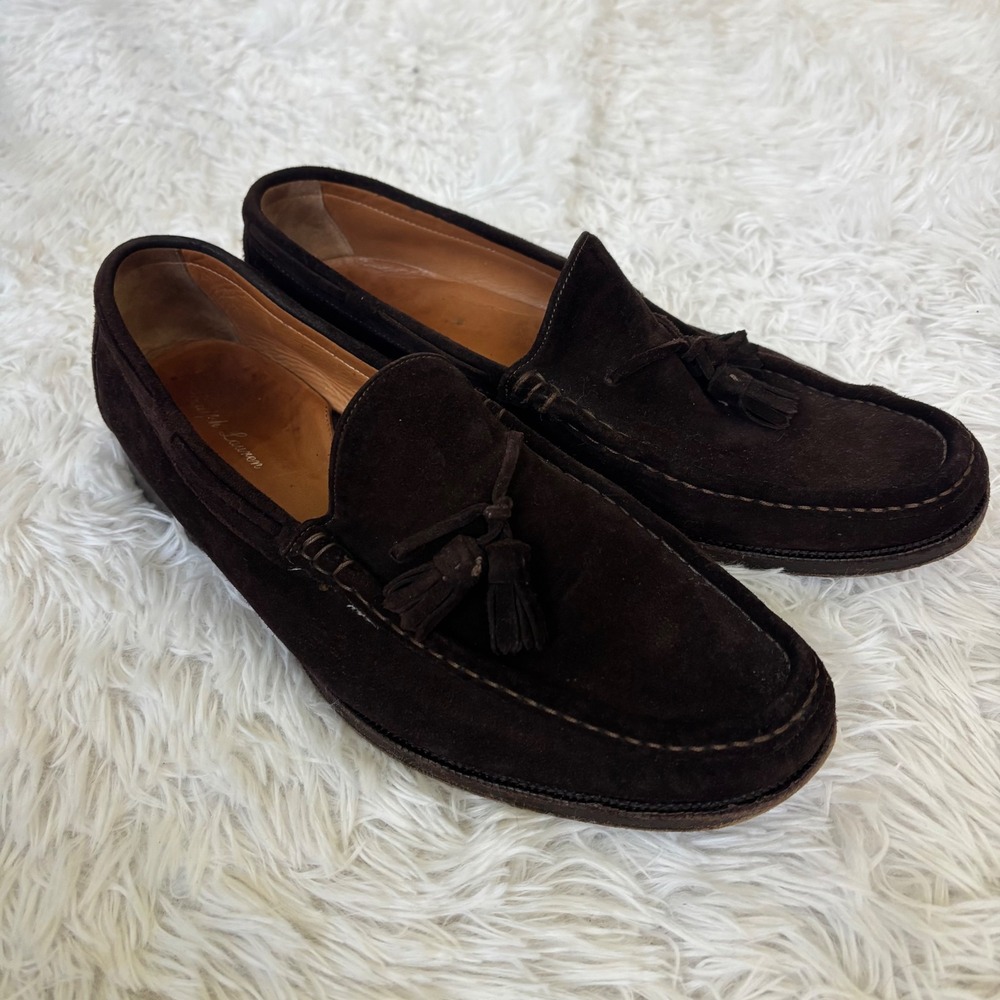 Ralph Lauren Mens Dark Brown Suede Tassel Loafers Shoes Size 11 D Made in Italy